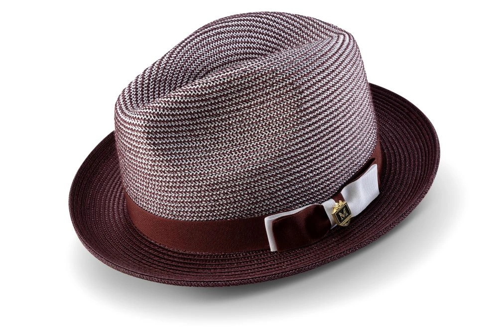 Sombrero Fedora Trenzado Bicolor para Hombre, Elegancia Casual con Cinta Grosgrain. ¡Estilo Perfecto!