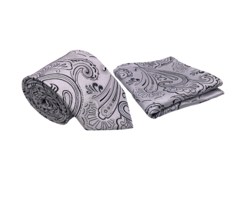 Conjunto de corbata y pañuelo paisley blanco: Elegancia atemporal para el caballero moderno.