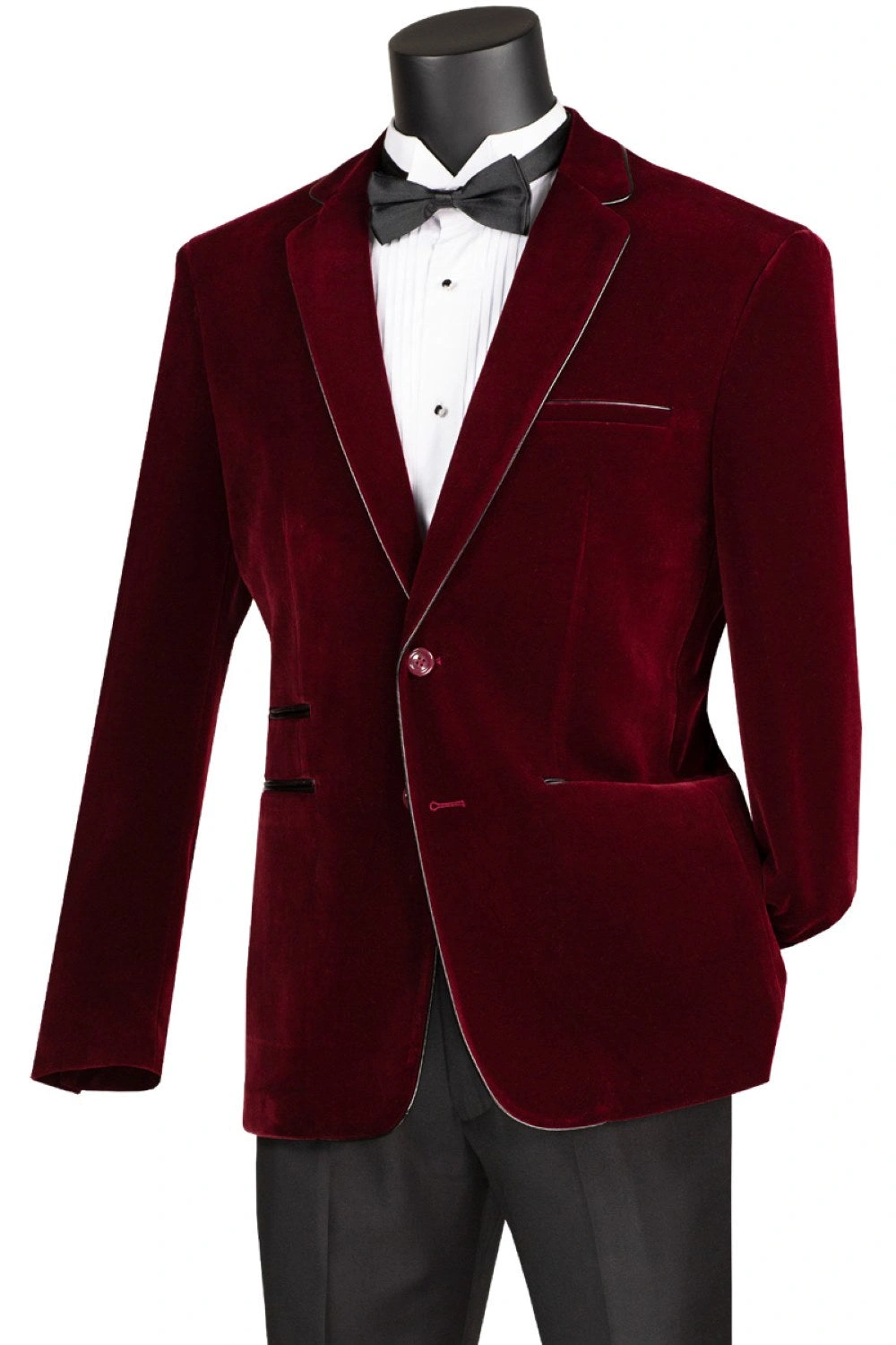 Abrigo deportivo de terciopelo Wine: Elegancia delgada, dos botones, estilo atemporal, perfecto para la noche.